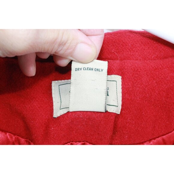 LL Bean Red Wool Blend Lined Trench Coat Blazer Jacket Size 18 - Picture 9 of 11